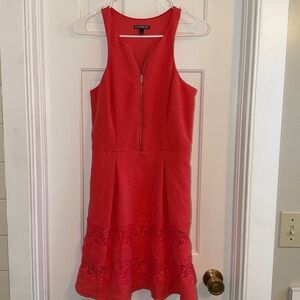 Express Vibrant Red Zip-Front Mini Dress